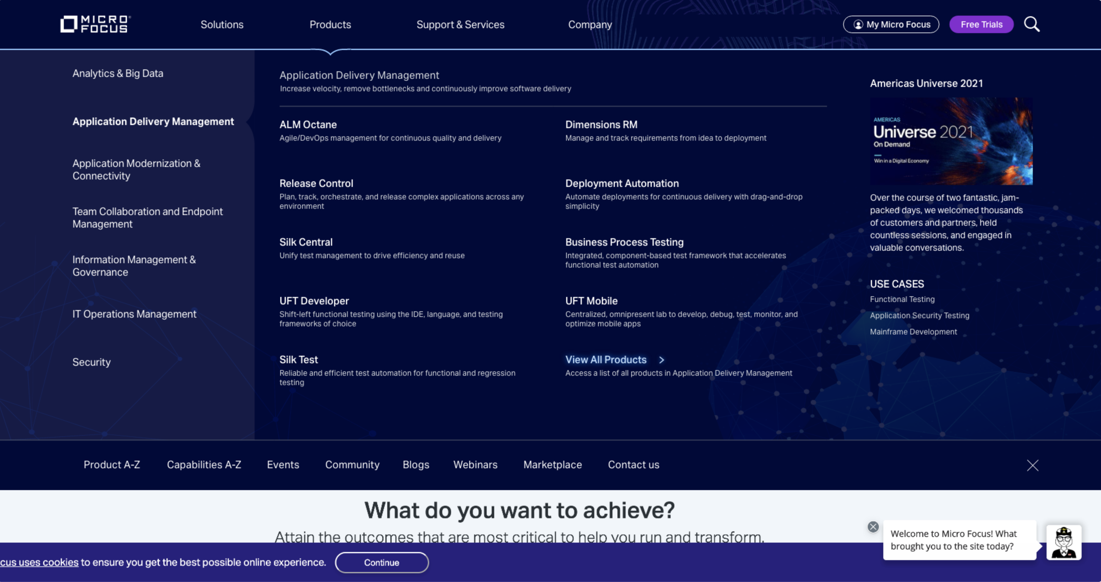 Micro Focus Global Navigation